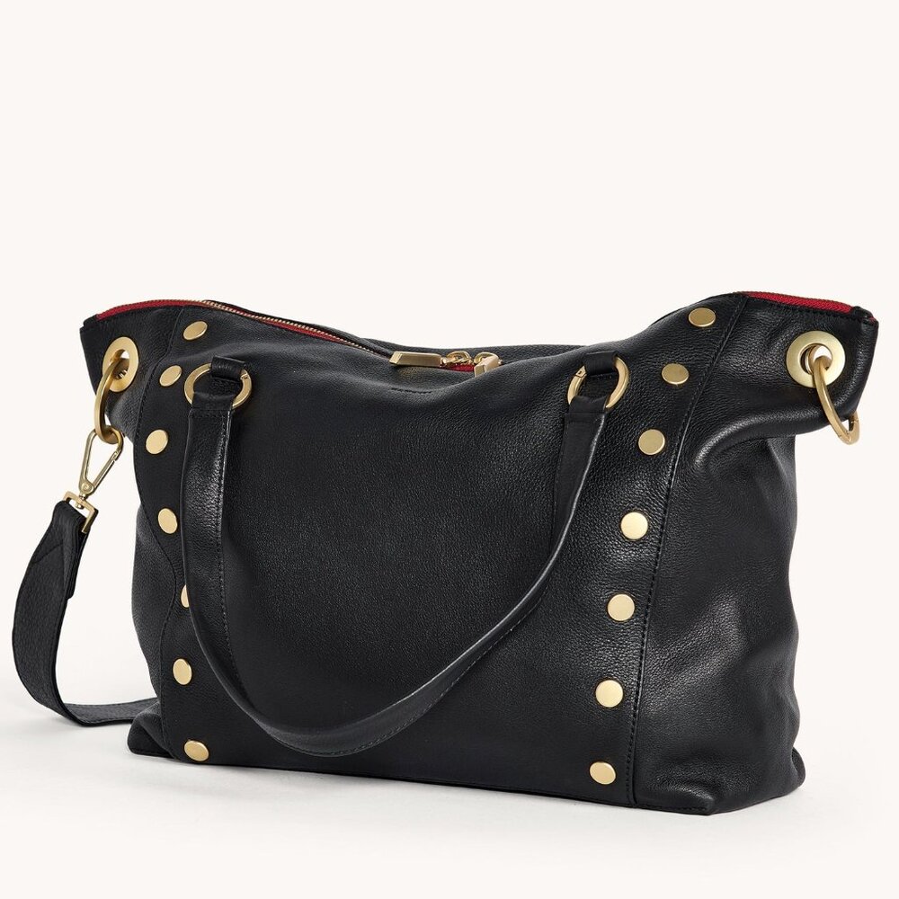 Hammit Daniel Black Leather Bag/Brushed Gold Red inside